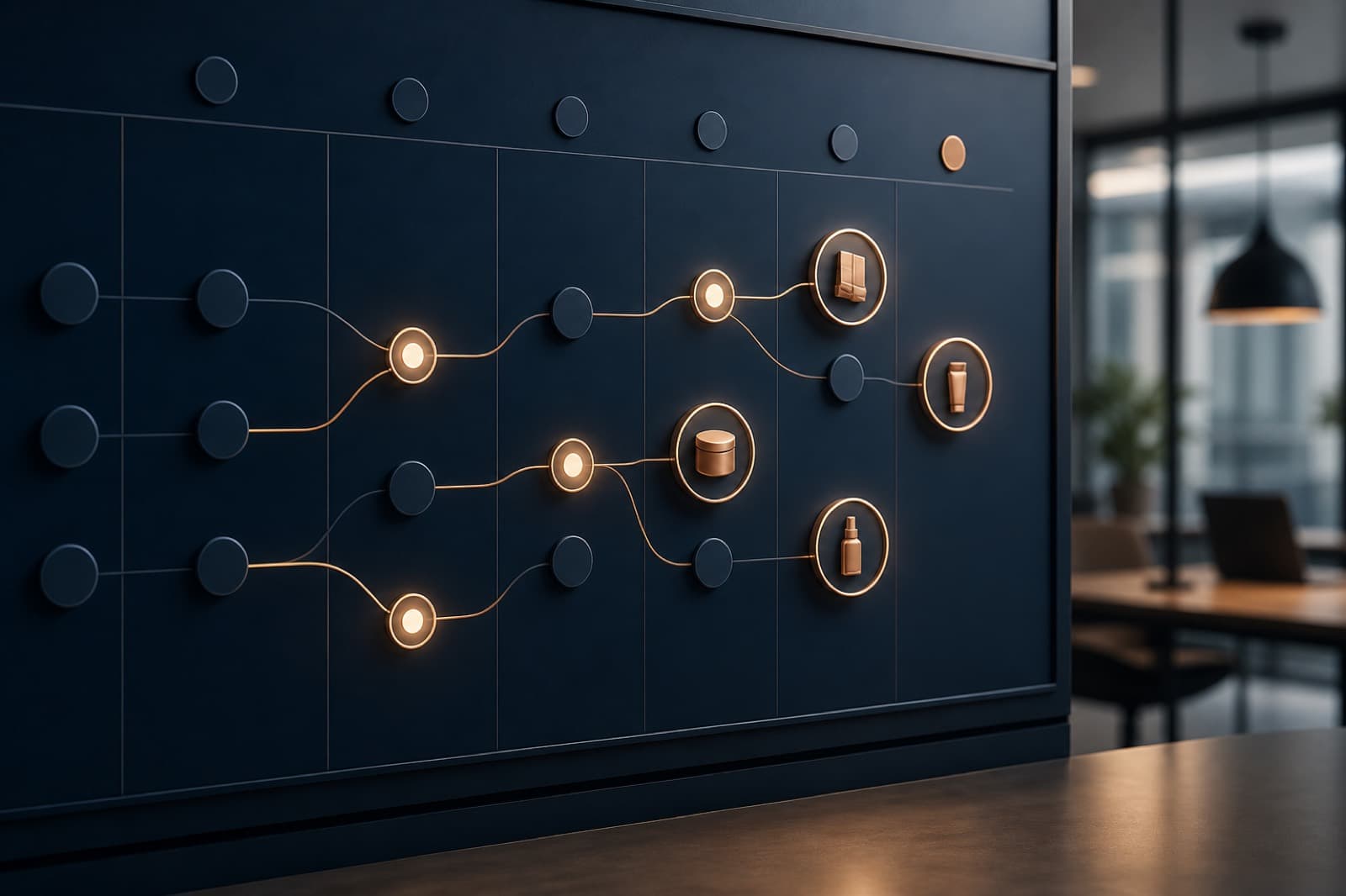 Abstract sales pipeline nodes representing next-best product recommendations